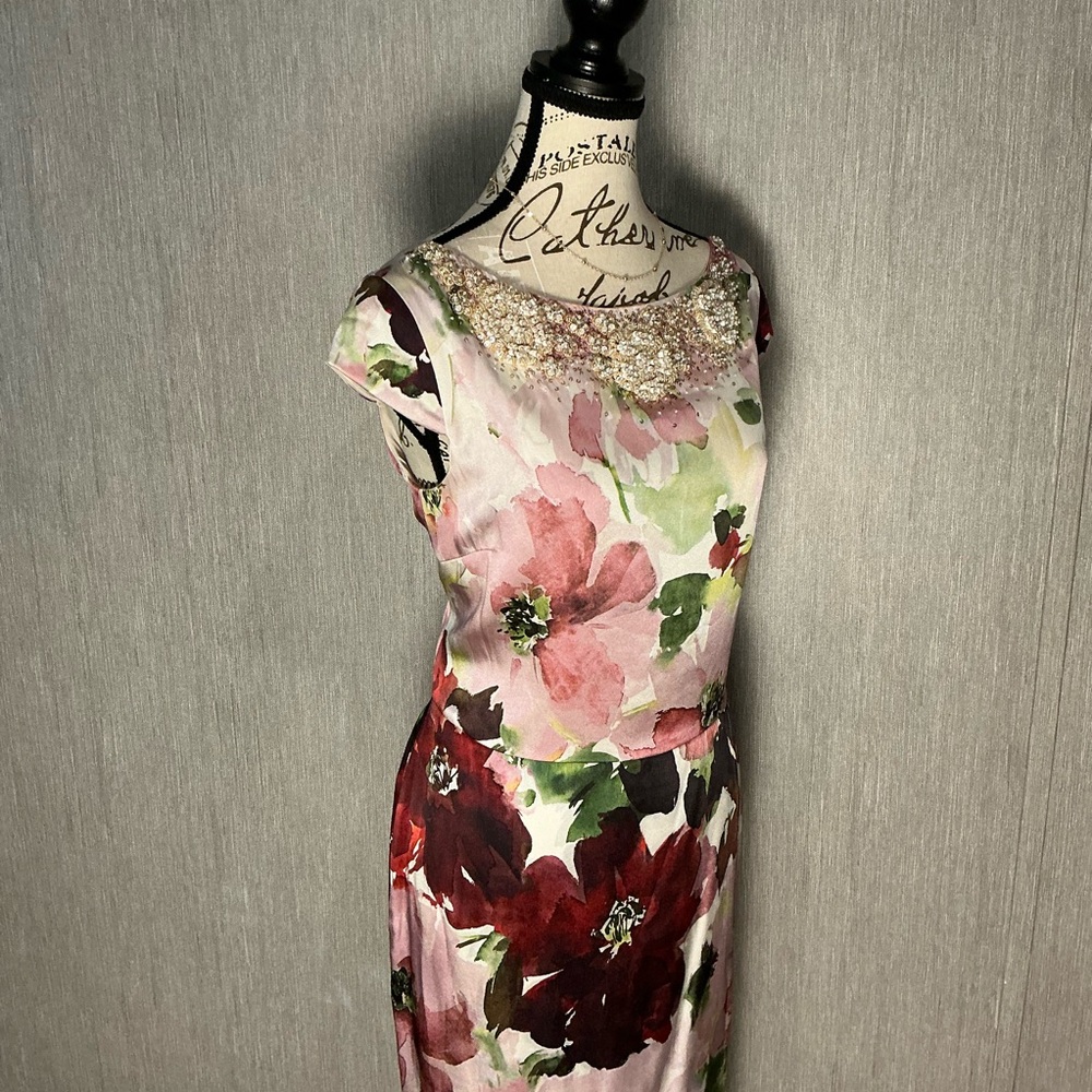 St. John Floral Midi Dress in Pink and Green Size 6 - Picture 4 of 11